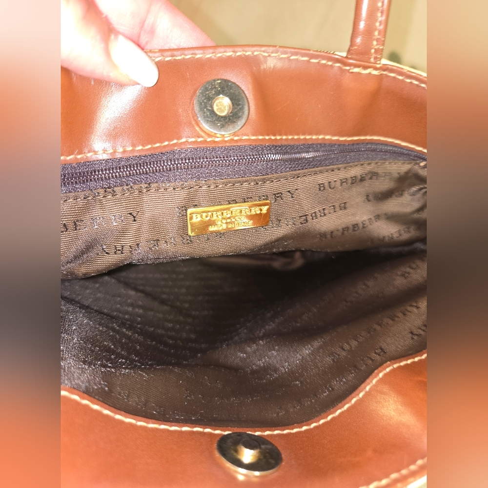 💯 Authentic Burberry Haymarket Check Pattern Tote - Picture 12 of 15